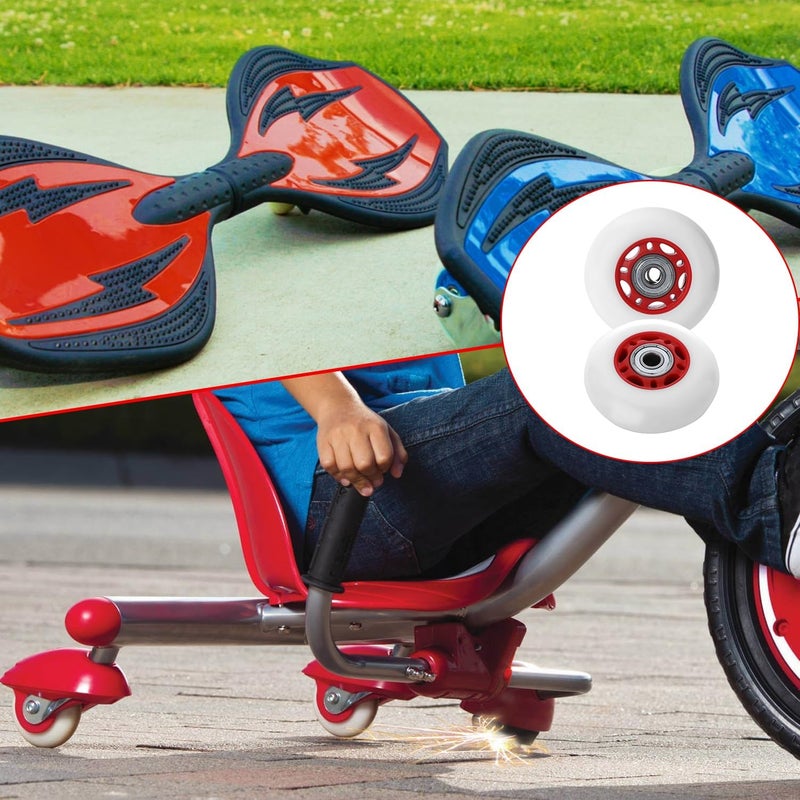 KAMIER Caster Wheels 68mm x 24mm Replacement for Razor 360 FlashRider RipRider PowerRider Drifting Caster Trike Tricycle RipStik Ripster Kids Scooter Skateboard CasterBoard Wheel Parts Red (2 pack) - Image 2